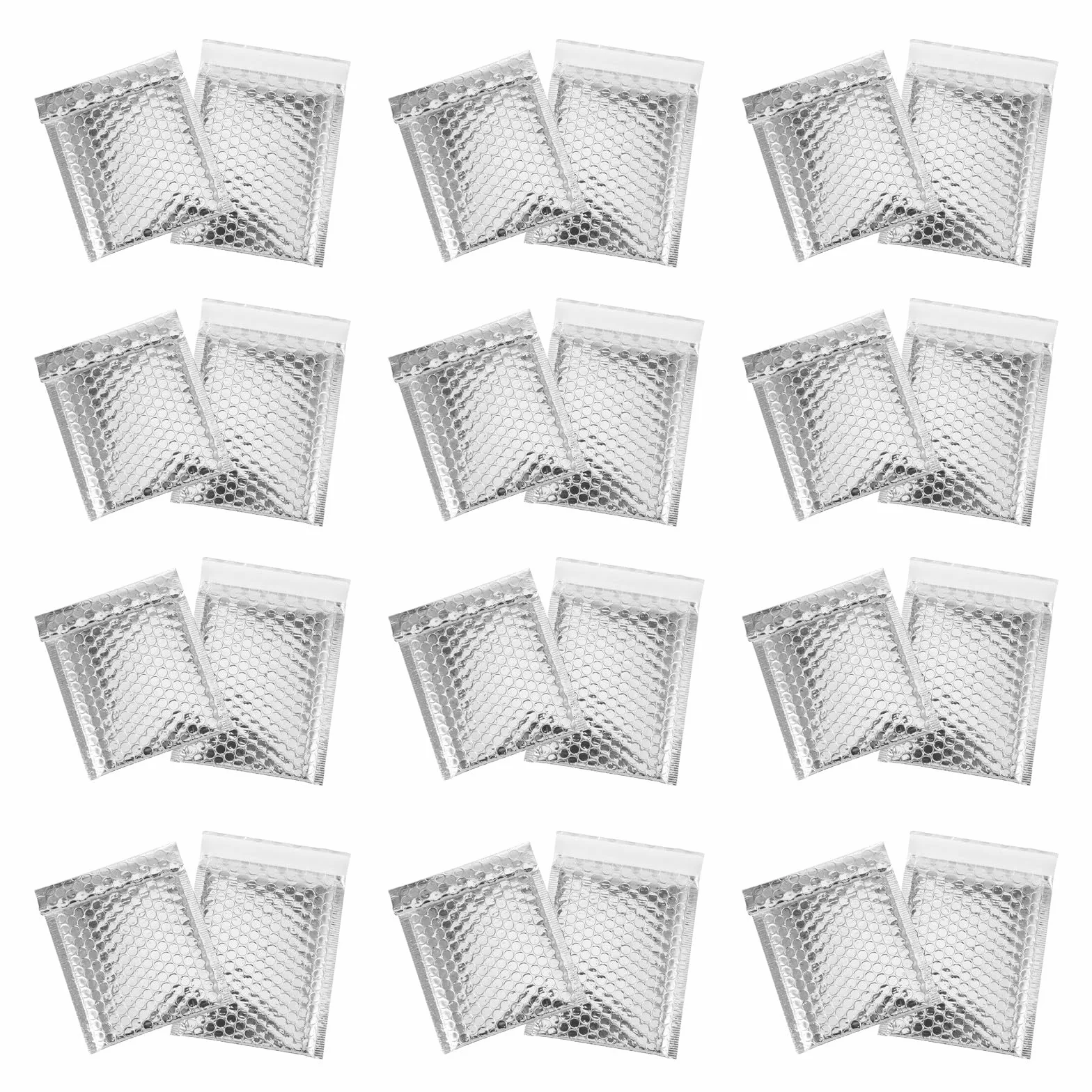 Abaodam Sobres Acolchados Burbujas Plateadas Láser 14x16 4 Cm, Autoadhesivos y Resistentes al Agua, Pack 100 Unidades para Envío Postal y Protección de Productos