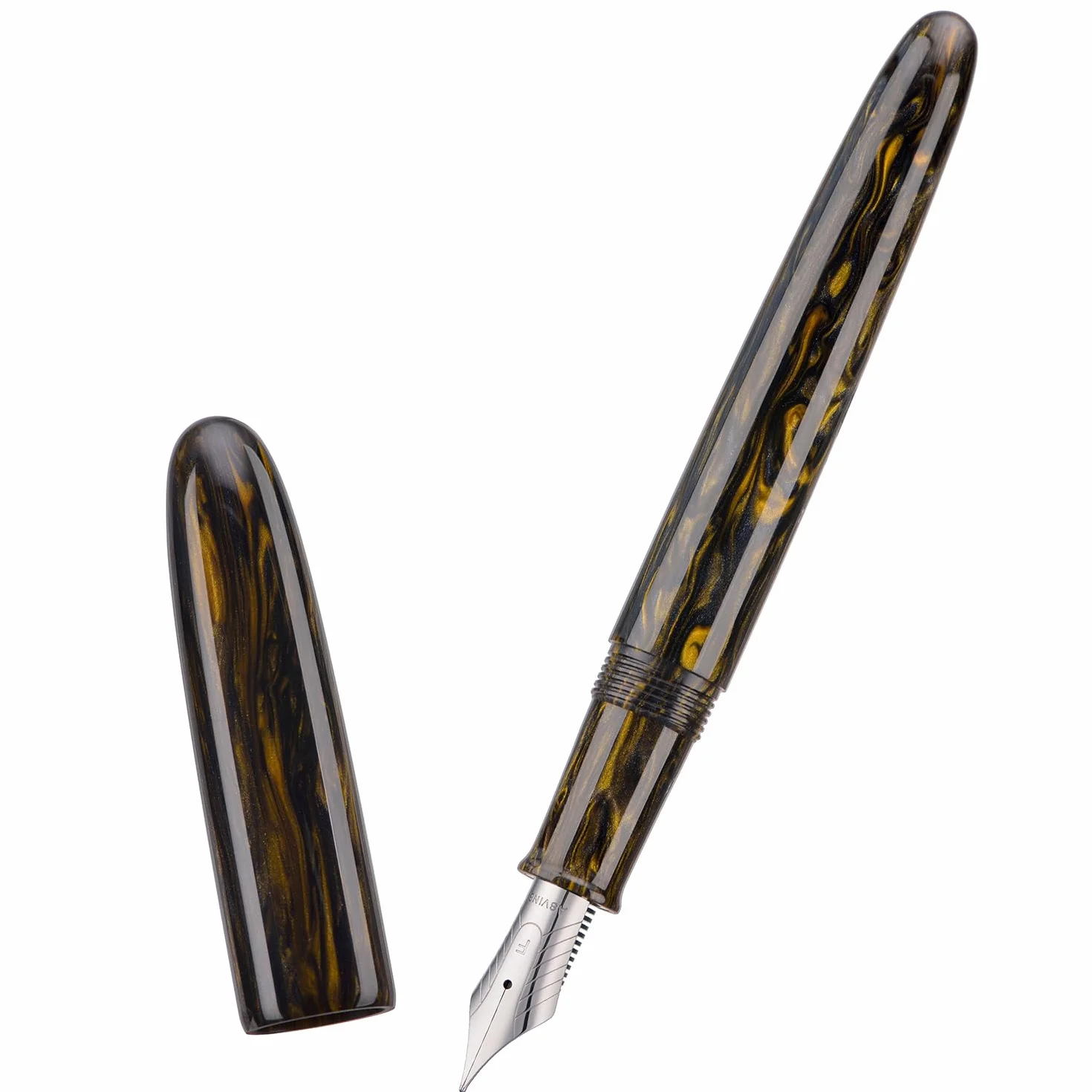 Asvine C80 Pluma estilográfica #8 de punta fina con estuche convertidor Marrón dorado