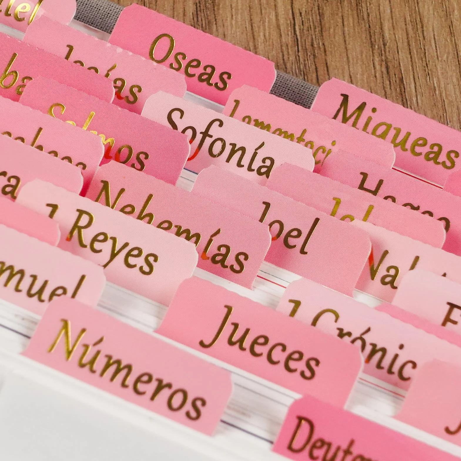 Pestañas de la Biblia en español para mujeres, 90 elegantes pestañas de índice doradas