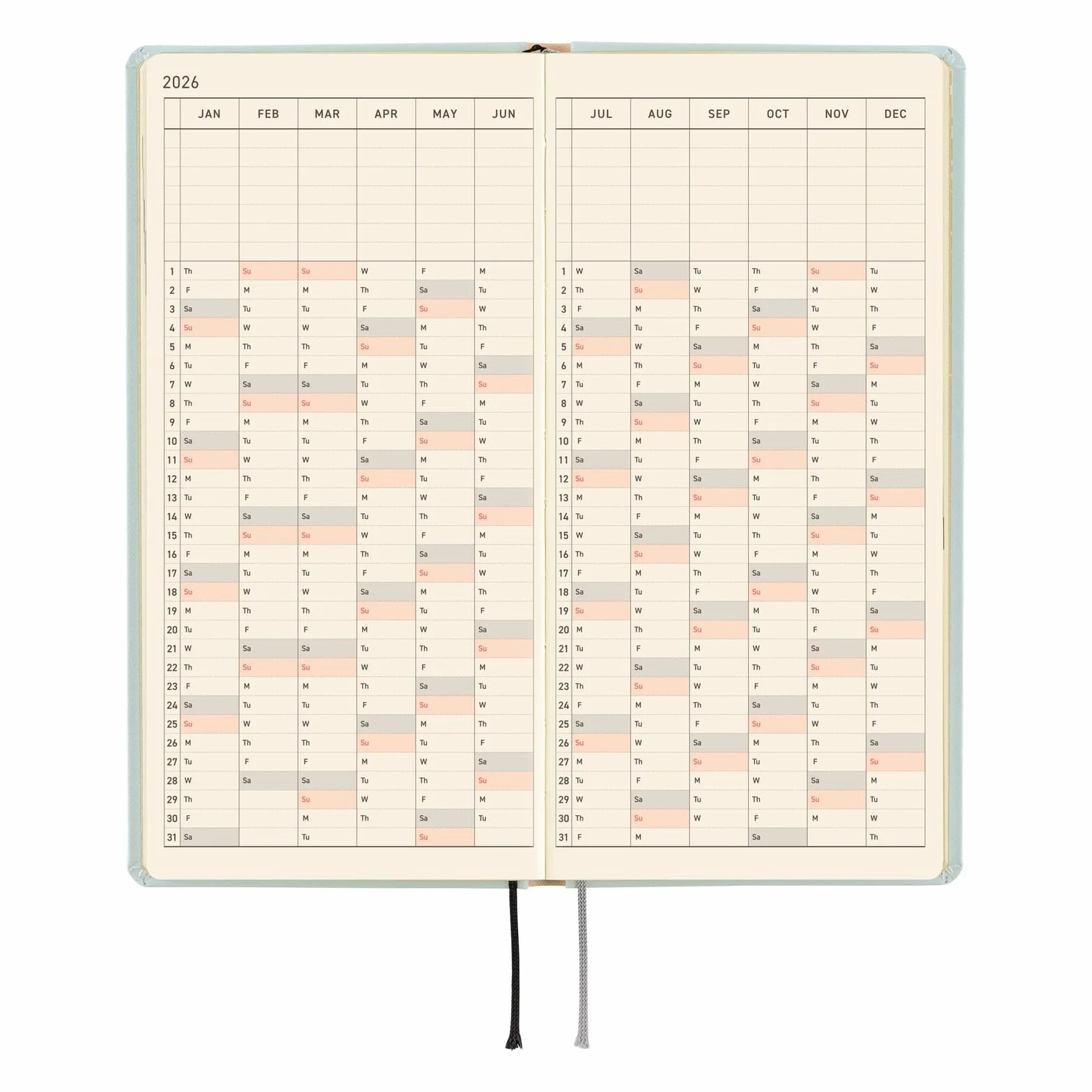 Hobonichi Techo 2026 Semanas - Moomin: Al salón de baile al aire libre (Inglés, Alto y Delgado, Comienzo en enero)