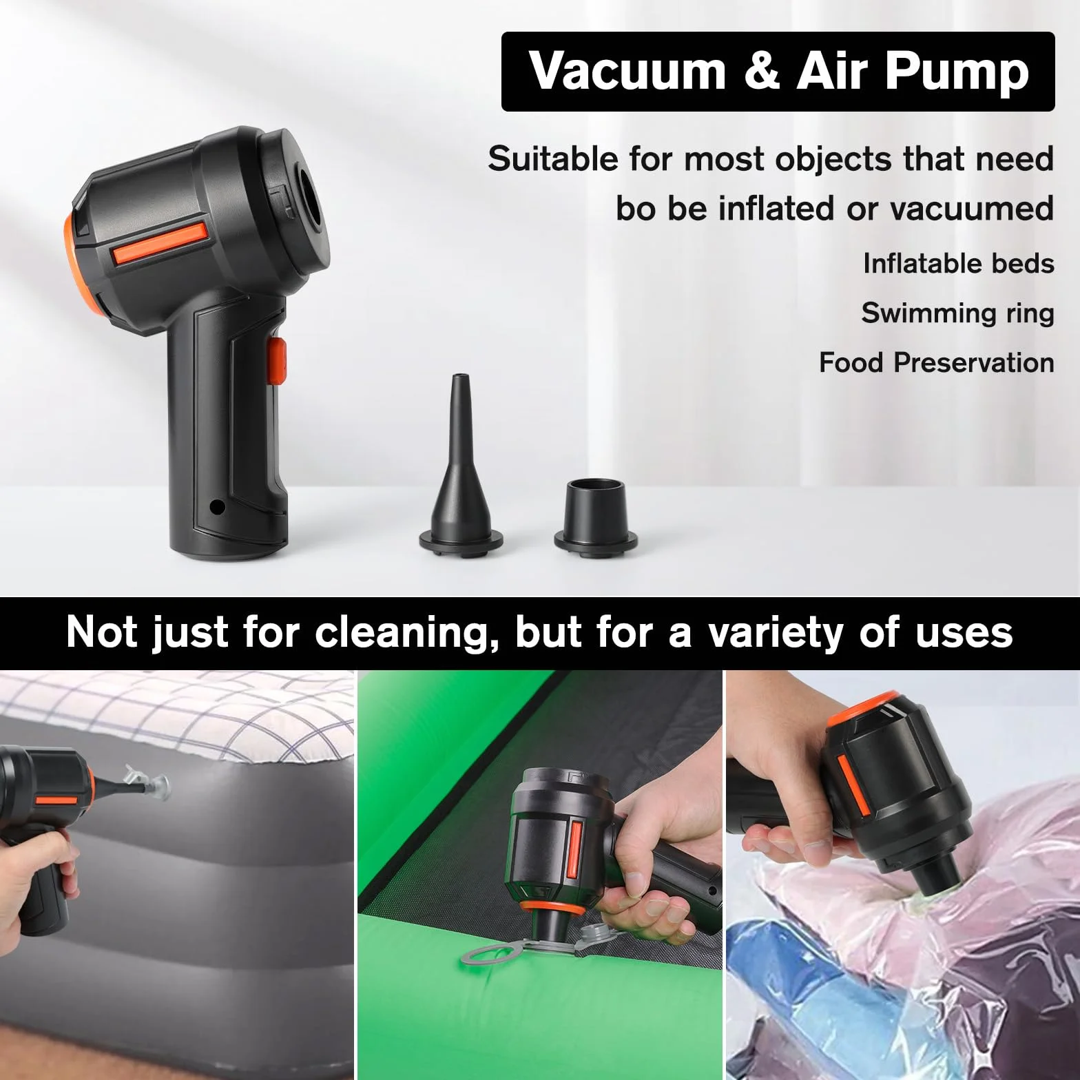 WHATOOK Soplador de Polvo Eléctrico, Limpiador Eléctrico de Spray de Aire Comprimido, Mini Aspirador Inalámbrico, Limpieza de Teclados 3en1 para Ordenadores, Escritorios, Interiores de Coches
