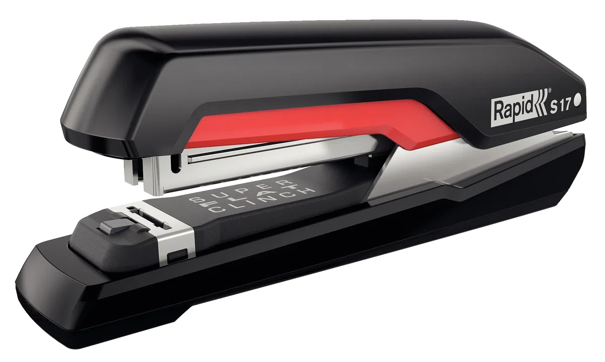 RAPID 5000538 - Grapadora SUPREME con tecnología Super Flat Clinch modelo S17 fullstrip color negro/rojo