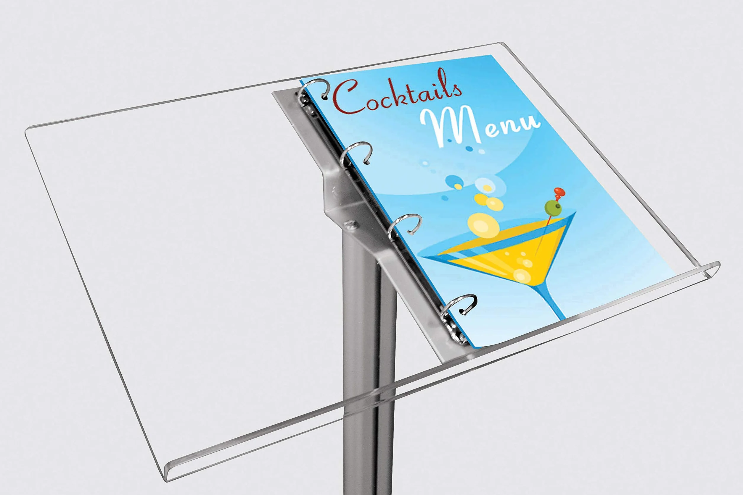 porta folletos Carpeta 2x bandeja DIN A4 | Expositor para tarjetas de menú, carteles, menús |soporte informativo como carpeta o como puesto de información