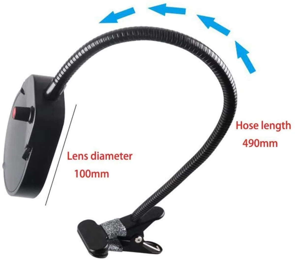 Lámpara de abrazadera de lupa de 3 x 10 aumentos con 26 luces LED, regulable, brazo giratorio ajustable, lupa iluminada para lectura, manualidades, reparación, lupa negra