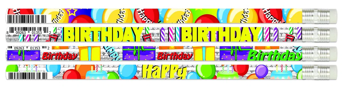 Lápices de cumpleaños para niños, hechos en Estados Unidos (juego de 24 lápiz)