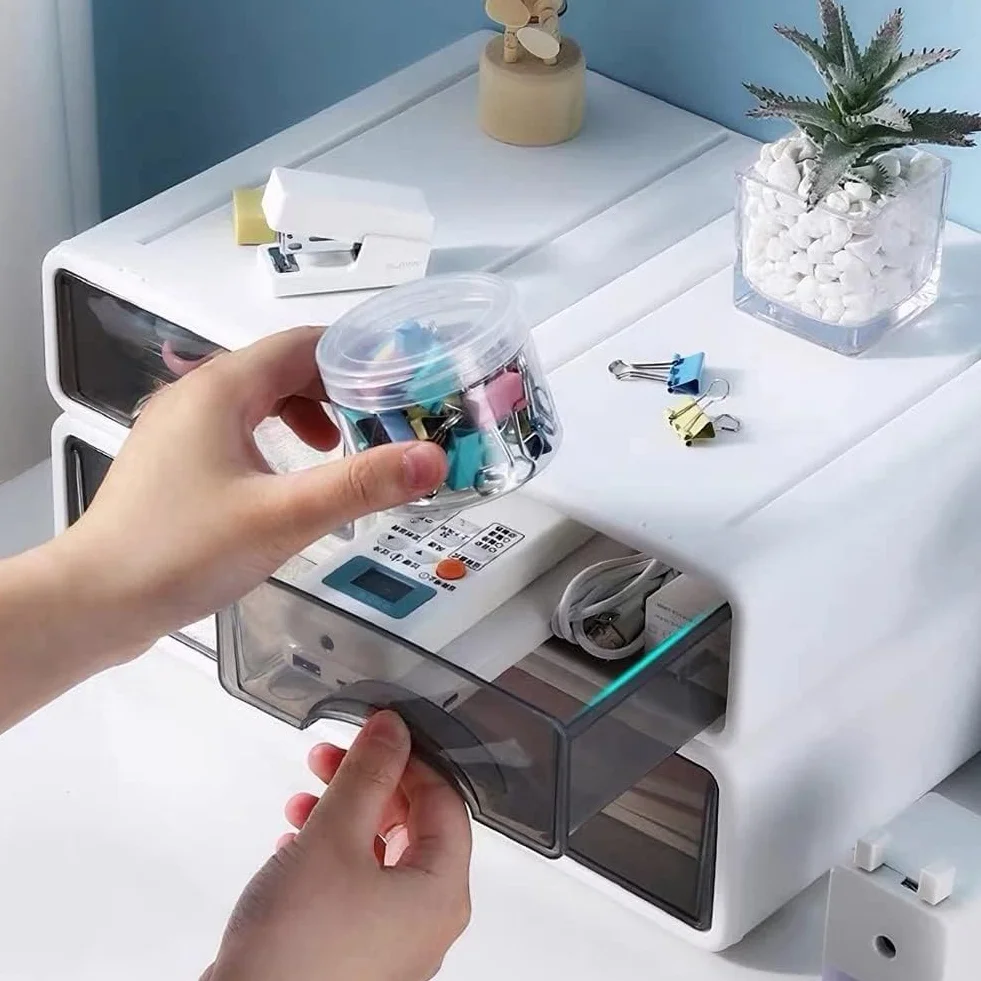 Organizador de escritorio apilable 3 niveles 4 cajones almacenamiento