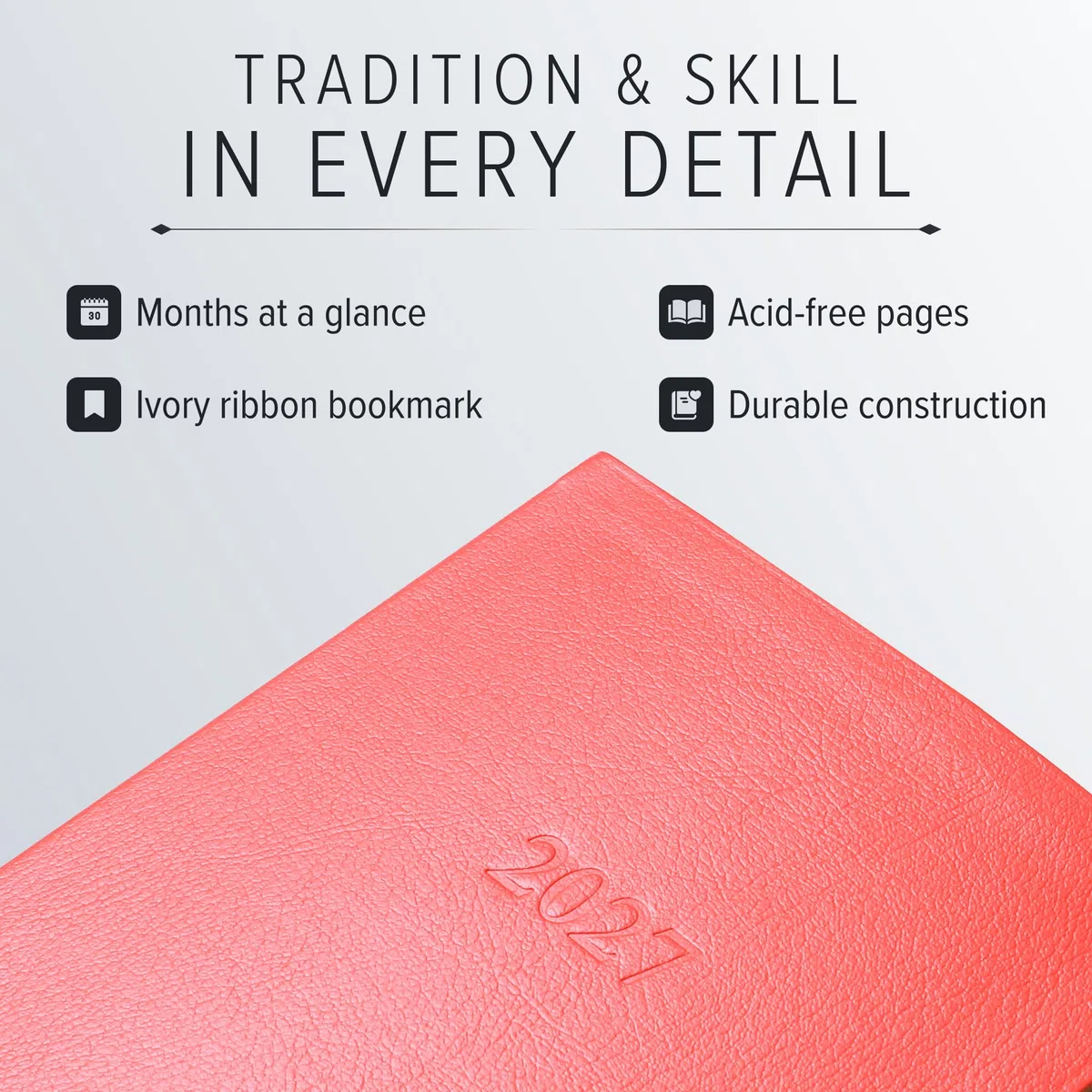 Gallery Leather Agenda mensual grande 2027 Acadia Plum | Elegante agenda y cuaderno con elegantes bordes dorados de página, 18 meses, 24,77 x 19 cm