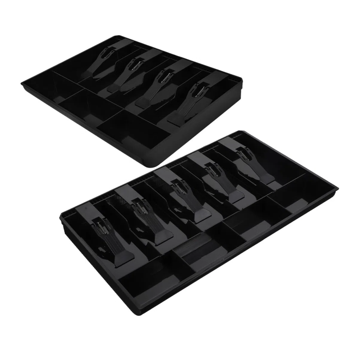 HOMSFOU 2 Piezas Organizador para Caja Registradora con Compartimentos Múltiples para Billetes y Monedas Bandeja de Almacenamiento Versátil para Accesorios Resistente y Espacioso para