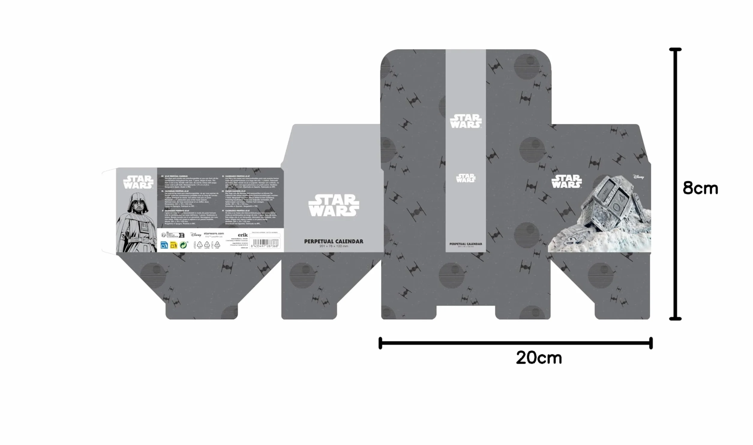 Calendario Perpetuo Star Wars 3D - Figura Atat Derribado Decoracion Habitacion Juvenil - Calendario sobremesa para niños y adultos │ Star Wars Regalos Merchandising