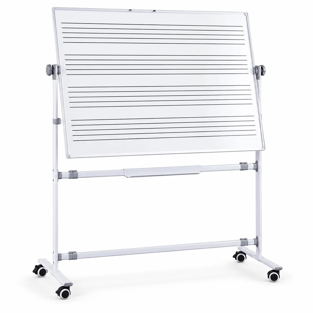Pizarra blanca magnética de doble cara con ruedas, paquete de 2, 90 x 120 cm, pizarra portátil de borrado en seco para escuela, hogar y práctica musical