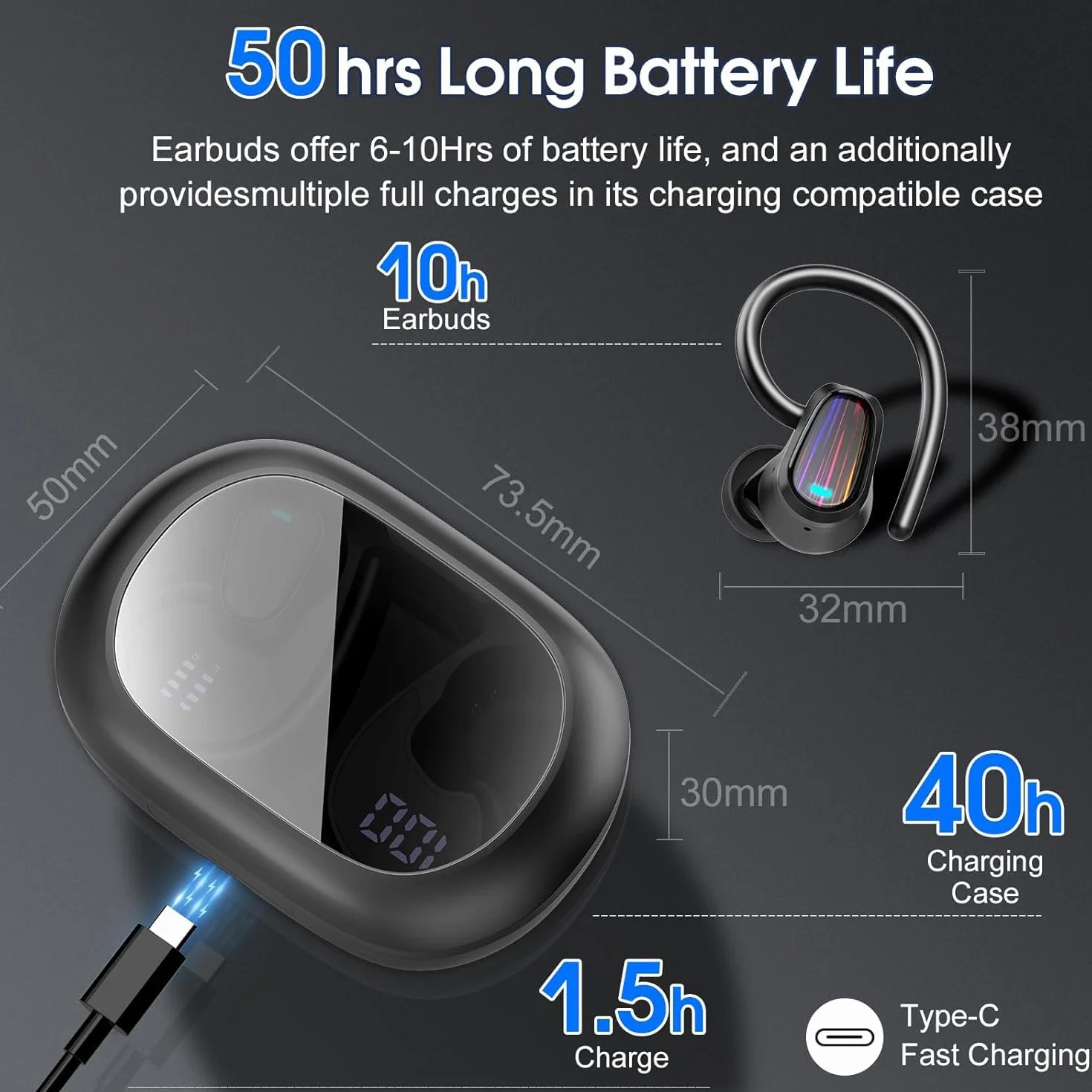 OYIB Auriculares Traductores en Tiempo Real, 3 in 1 AI auriculares Traductor de Idiomas 164 Idiomas con APP, 50H Cascos Inalambricos Bluetooth 5.4 con Control Táctil con luz LED para Viajes, Reuniones