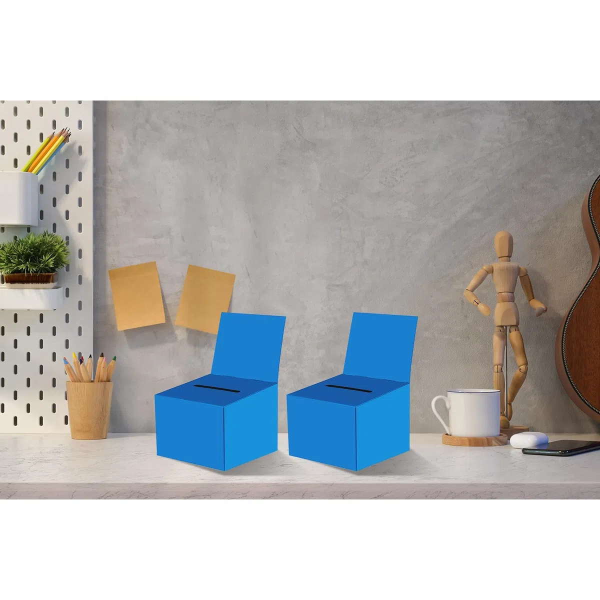 6 cajas de rifa, caja de donación para recaudación de fondos, caja de cartón de 6.5 x 4.5 x 4.5 pulgadas con ranura para boletos y cabecera extraíble para coleccionar tarjetas de visita concurso de