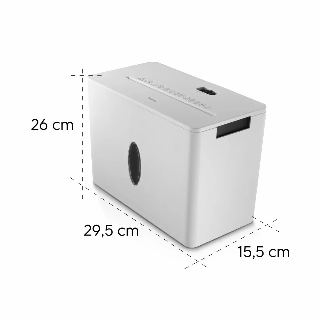 Hama |Trituradora Papel Nivel Seguridad E-3,P-4,T-4 ("SafeX40-W, Destructora Papel, 29,5x15,5x20,7cm, Niv Ruido: 64db, Velocidad: 1,8m/min, 4x33mm Corte, 4 Hojas A4, Tarjetas crédito, Grapas) Blanco