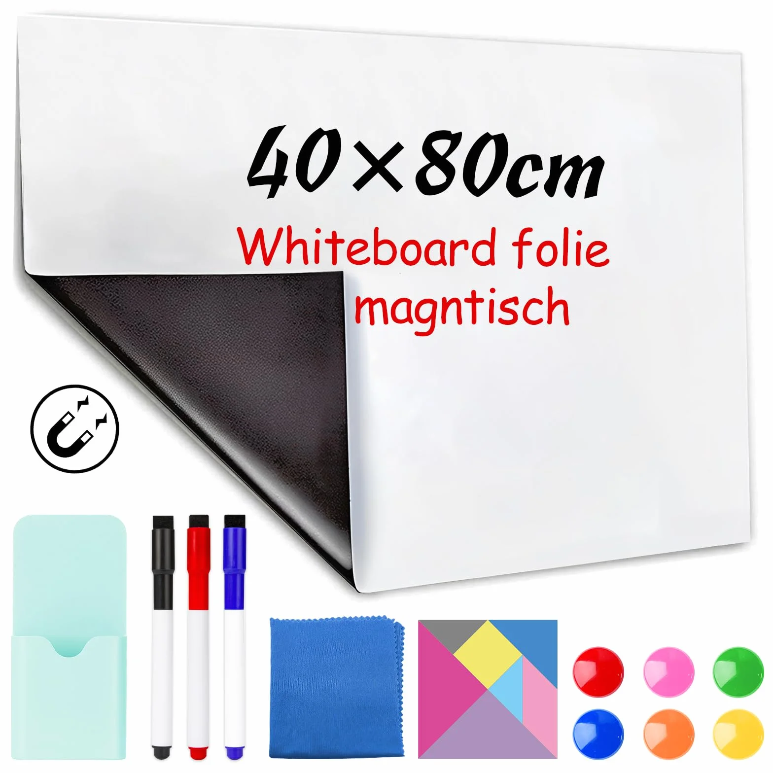 Papel de pizarra magnética 40 x 80 cm autoadhesivo para pared oficina hogar