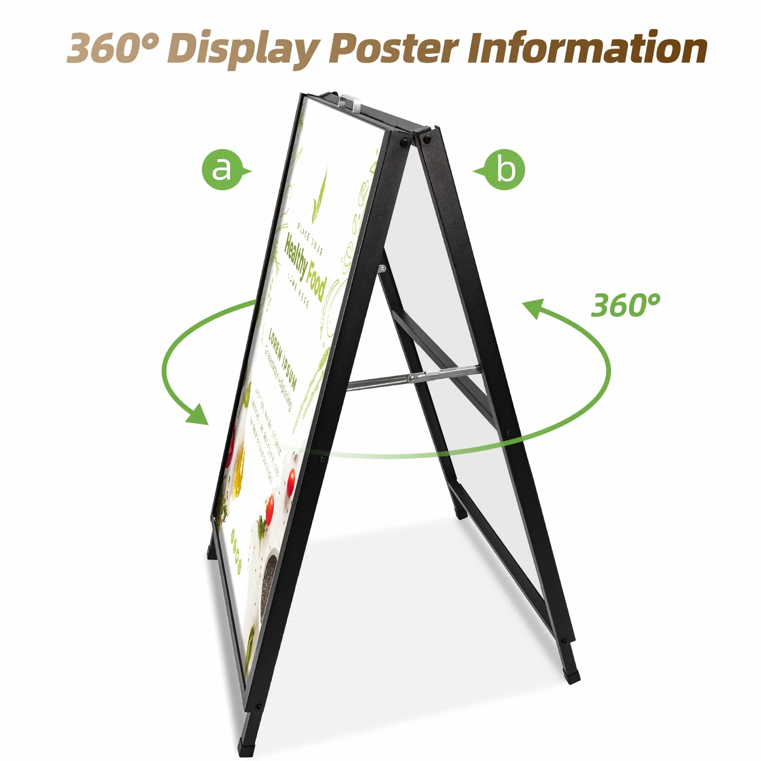 NewZeal A Boards Señales de Pavimento A Marco Letrero de Cartelera Doble Cara Exhibición Cartel en A Soporte de Cartel Soporte de Letrero para Publicidad, Tableros de Acero Recubierto (Negro-60x90CM)