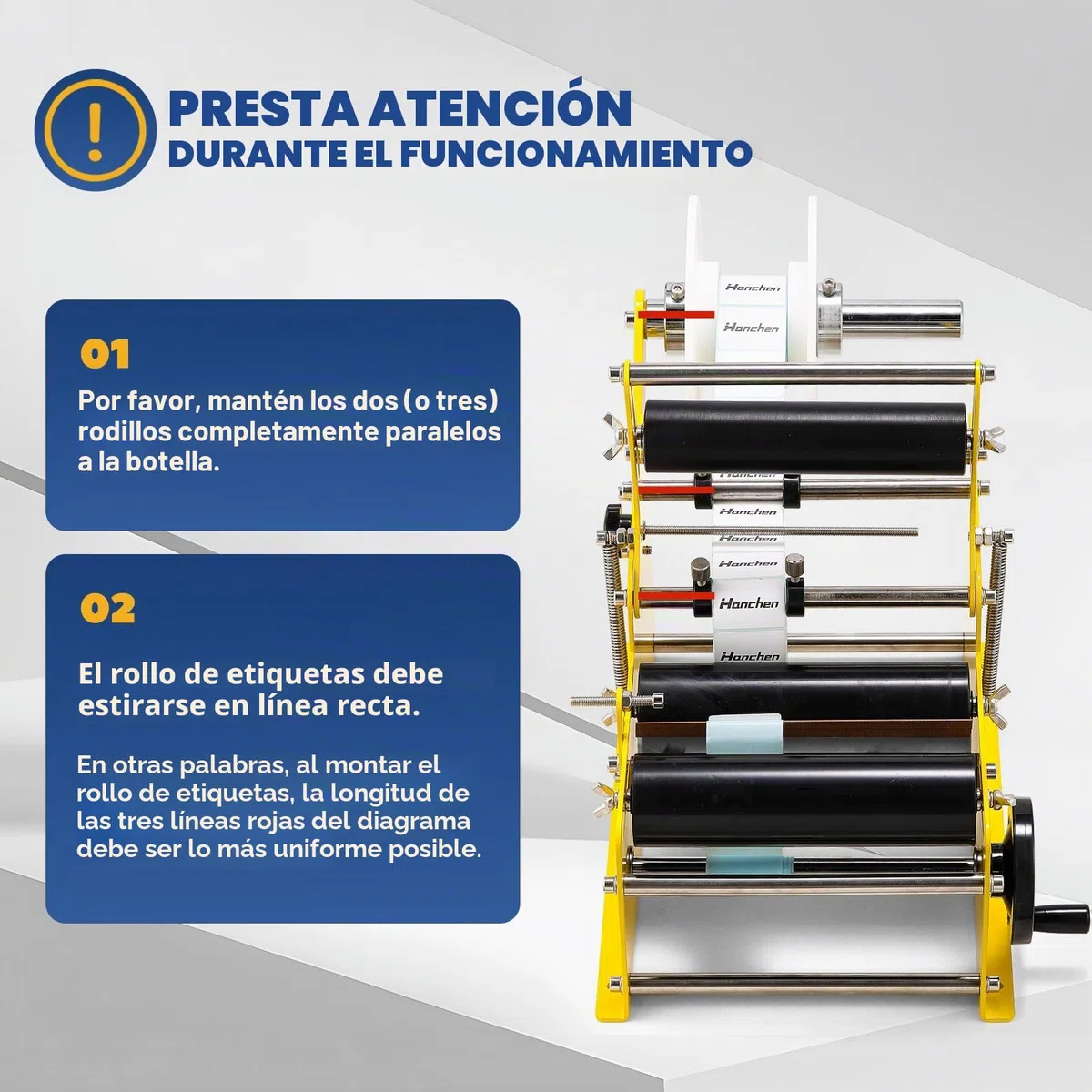 Hanchen Máquina etiquetadora manual de botellas redondas MT-30 para ancho de 10-110 mm, longitud de 10-300 mm (con asa)