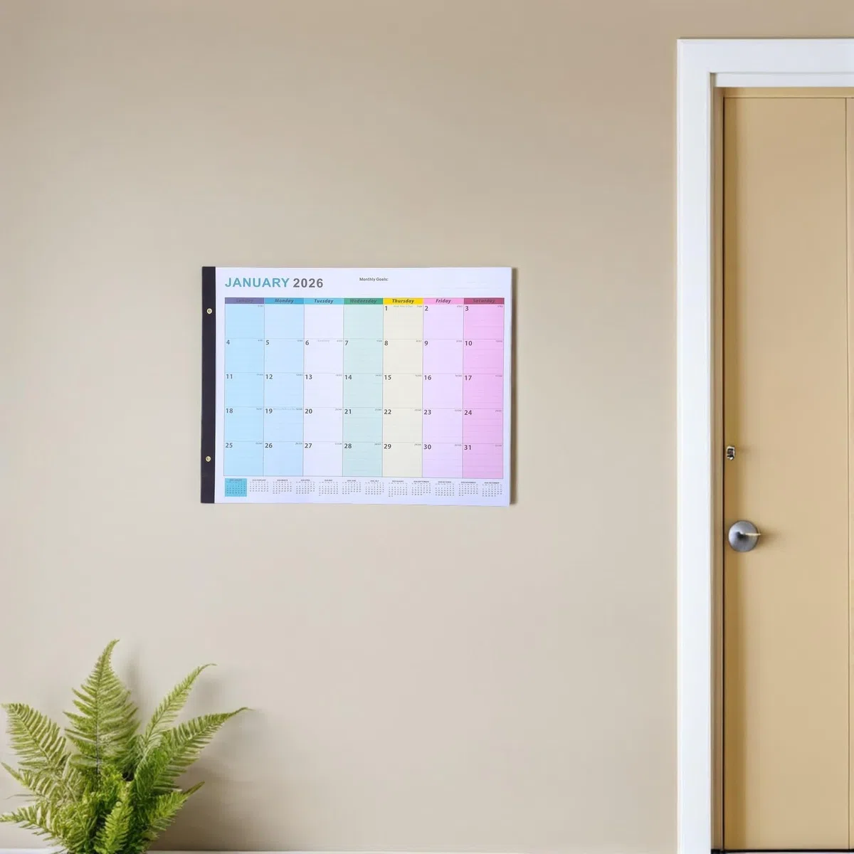 Hemobllo Calendario de Pared Planificador Mensual Vertical Grande para Organizar el Hogar y Oficina Calendario Anual Colgante