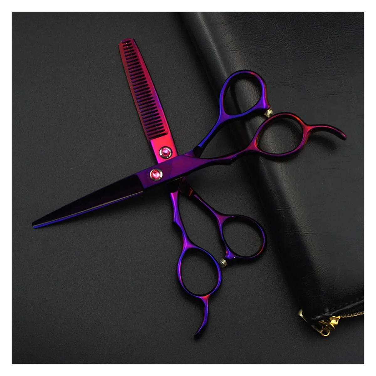 Tijeras de peluquería moradas para zurdos de 6 pulgadas, tijeras para adelgazar (color: adelgazamiento de 6 pulgadas) (juego de 6 pulgadas)