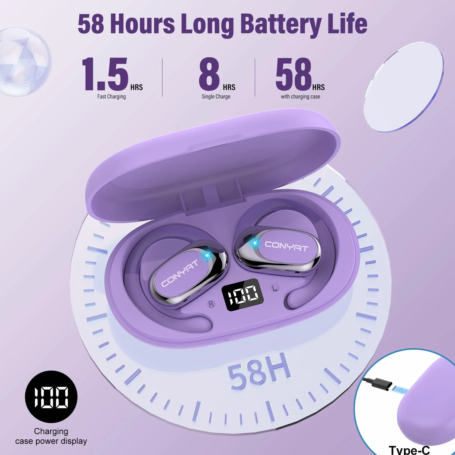 2026 AI Auriculares Traductores de Idiomas, Bluetooth 5.4 Traducción Audífonos de traducción en Tiempo Real 164 Idiomas, Morado