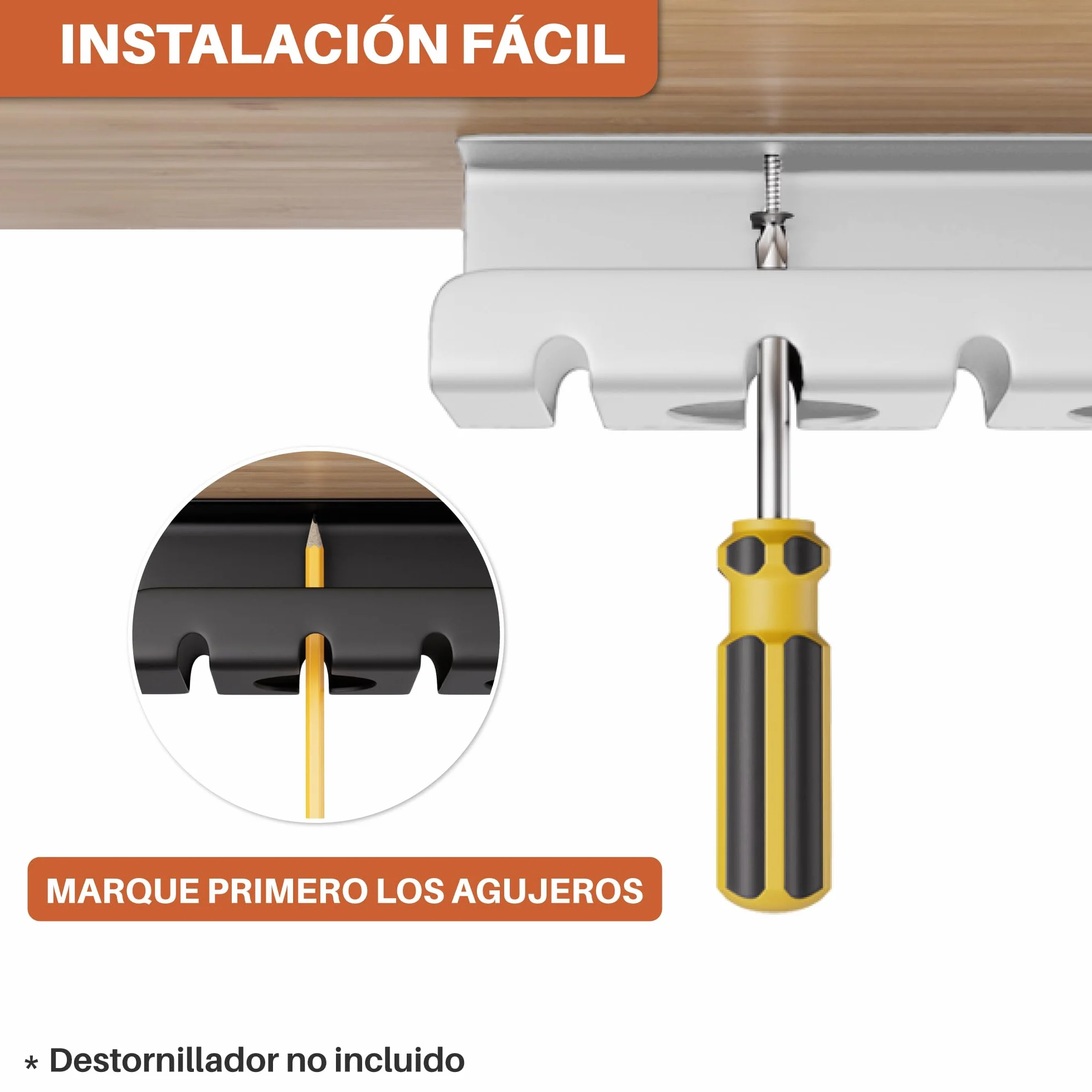 Organizador de Cables de Escritorio Acero Blanco Set de 2 Bandeja Robusta