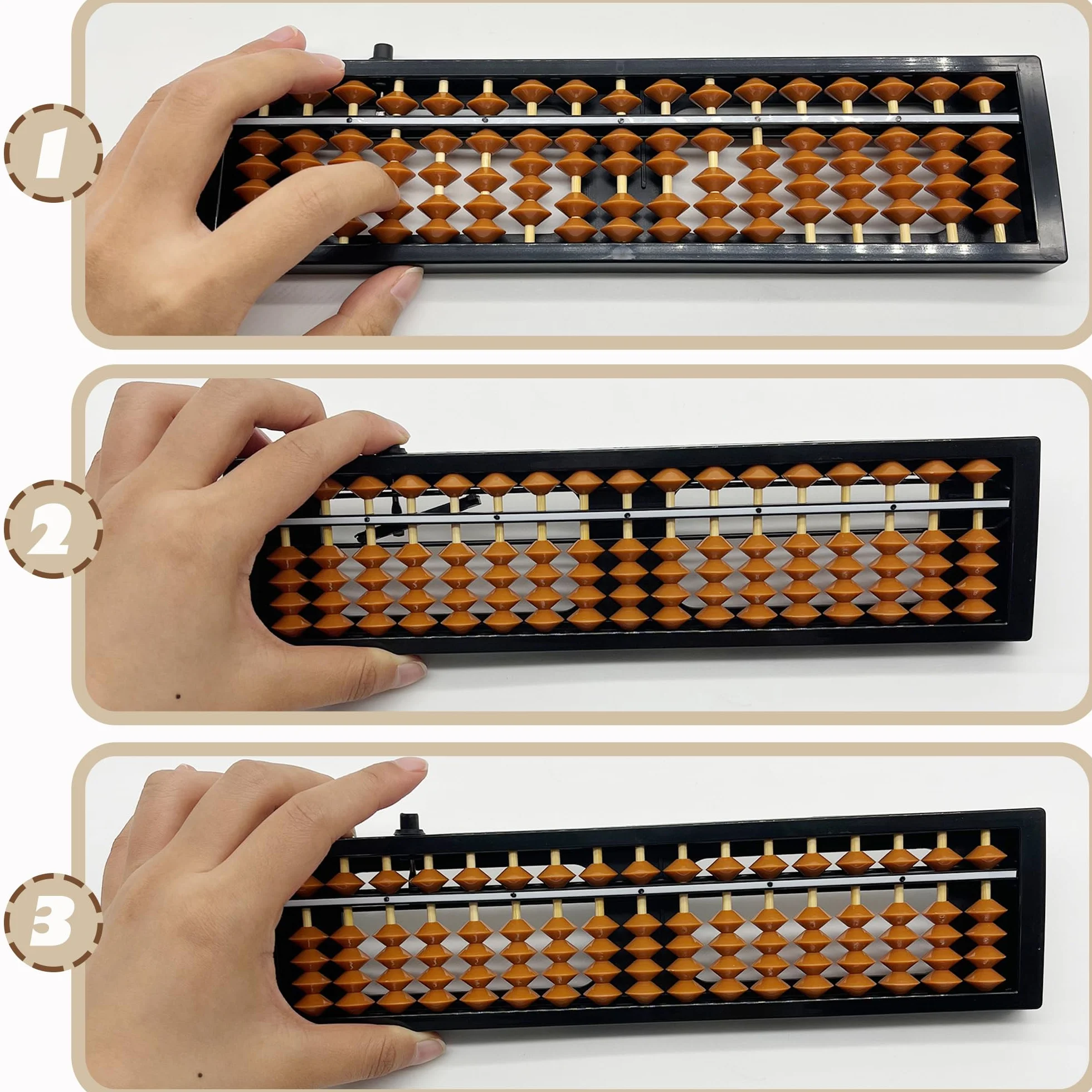 13 dígitos soroban ábaco plástico aritmética soroban escuela primaria ábaco para aritmética y conteo con botón de reinicio herramienta de cálculo para matemáticas para oficina (marrón negro, 17)