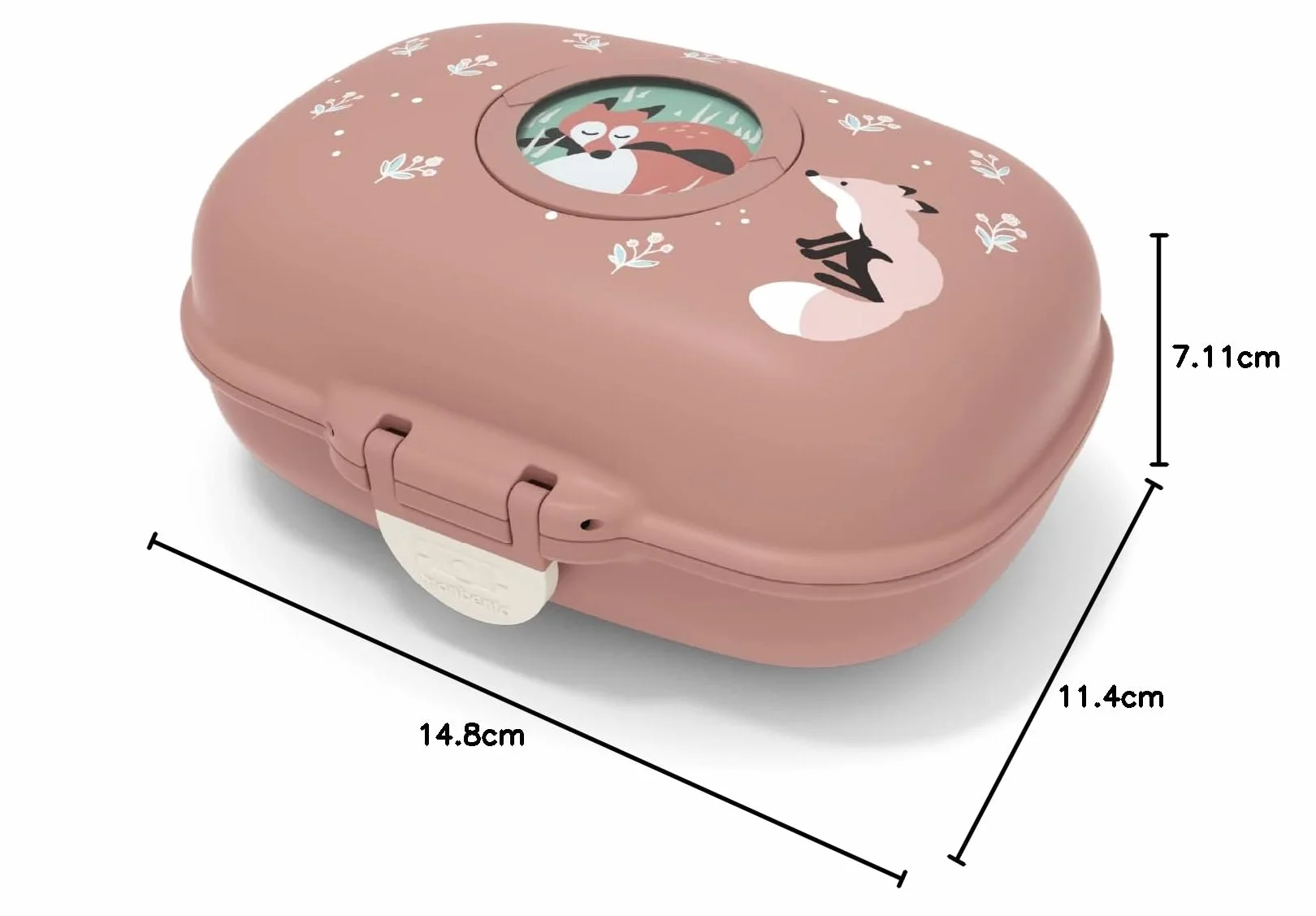monbento - Caja de Merienda Infantil MB Gram Fox - Caja de Merienda para Niños - Ideal Escuela o Parque - Sin BPA - Segura y Duradera - Rosa Canela