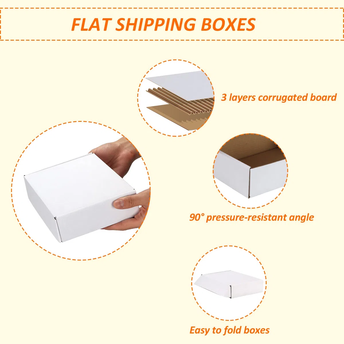 HORLIMER Paquete de 50 Cajas de Carton con Tapa para Envios de Paquete, 22.9 x 15.3 x 5.1cm Cajas Carton Regalo Blanco, Cajas Embalaje para Pequeñas Empresas