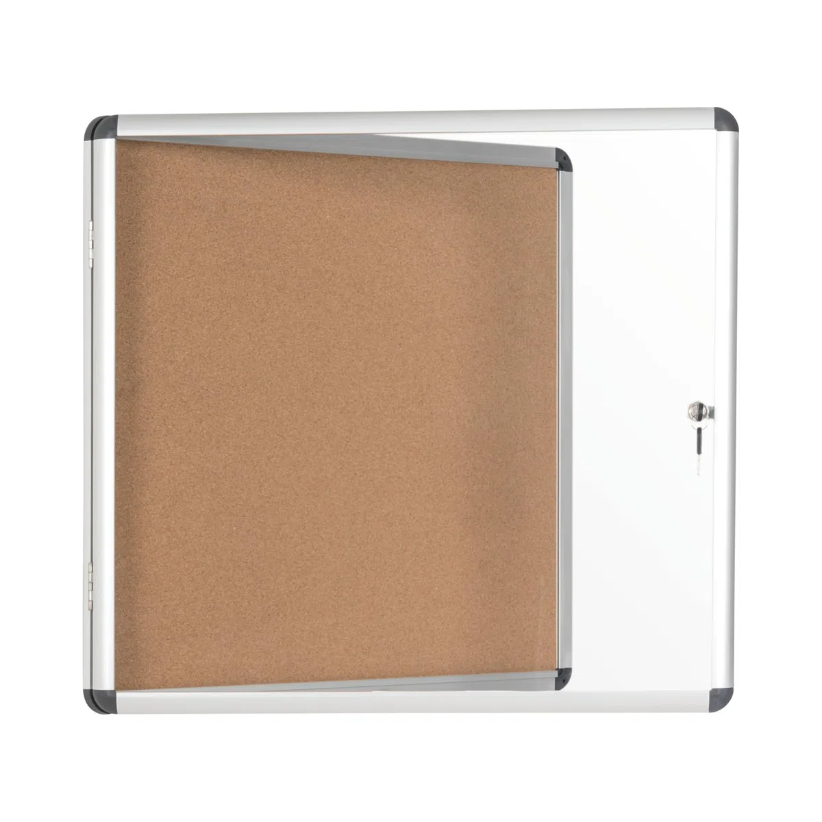 Bi-Office Enclore - Vitrina de interior de Corcho para 6 Hojas A4, con Puerta de Aluminio y Cerradura, 720 x 674 mm