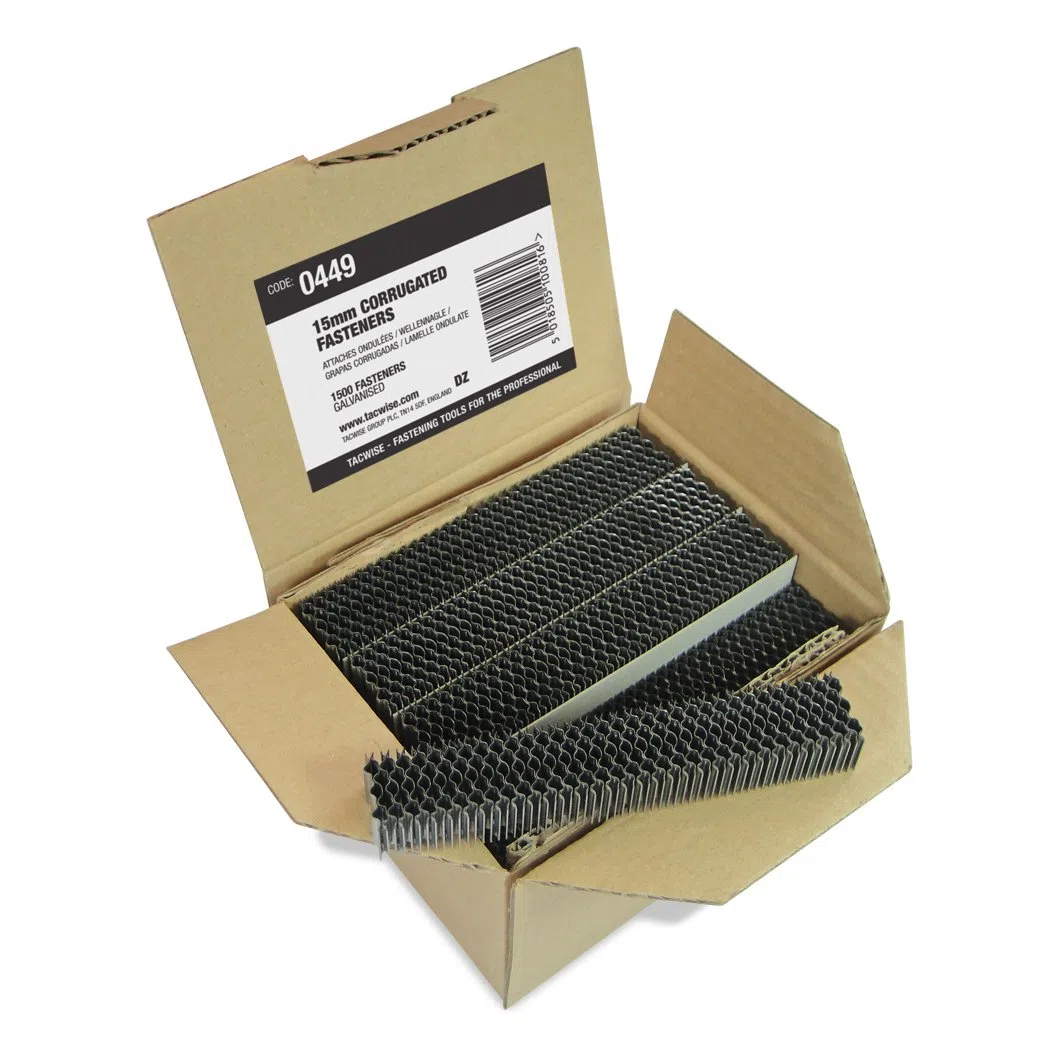 Tacwise 0449 Fijaciones Corrugadas Galvanizadas de 15 mm, Paquete de 1500