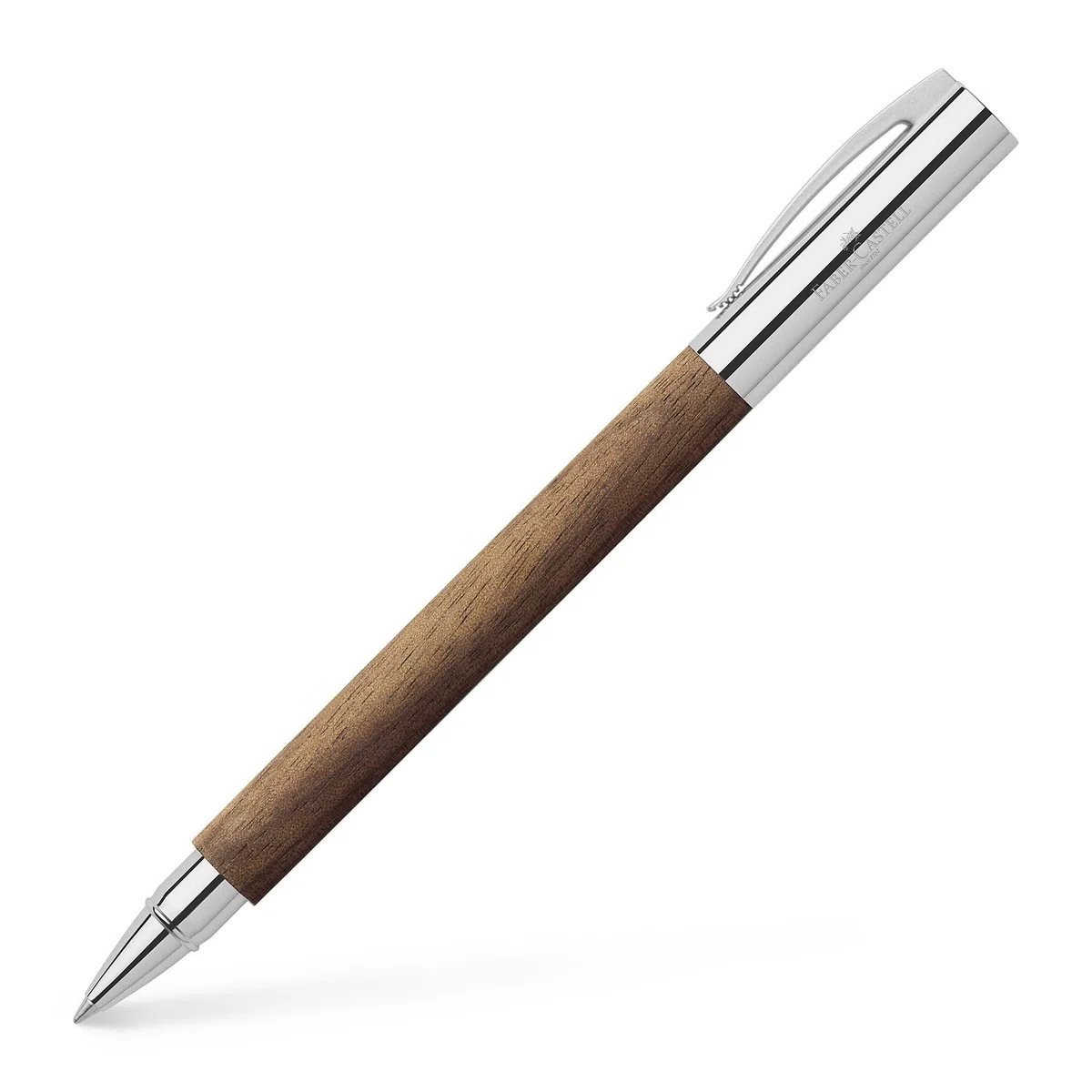 FABER-CASTELL - Bolígrafo de tinta Ambition Nogal | Cuerpo de madera de nogal con mina de cerámica y estuche de regalo
