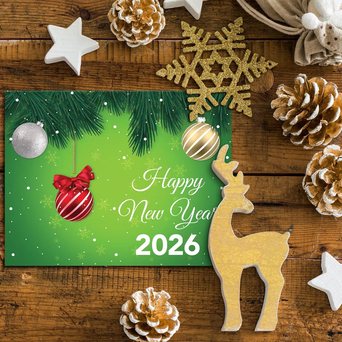 Superfine Printing Inc. 2018 Feliz Año Nuevo Tarjetas y sobres de 25 cartas y 25 sobres por paquete Tamaño de la tarjeta: 4 3/8" x 5 3/4"