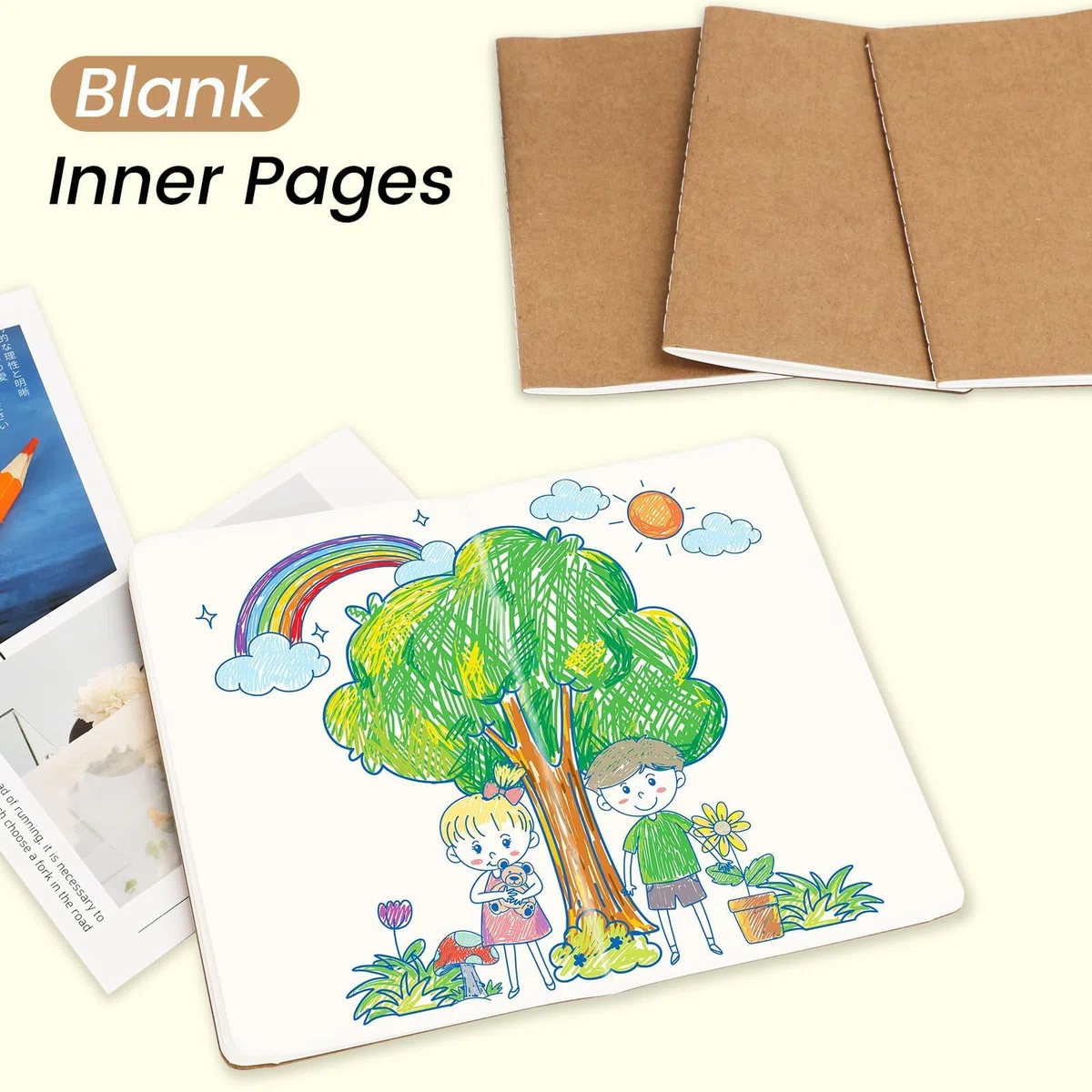 Oucaru 64 mini cuadernos a granel, 3.5 x 5.5 pulgadas, marrón, 60 páginas de papel en blanco, juego de cuadernos de bolsillo pequeño, mini blocs de notas para niños, estudiantes, viajeros, suministros