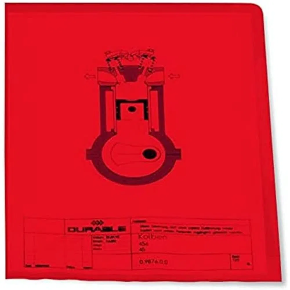 Durable 233703 Funda transparente, DIN A4 vertical, polipropileno 120 µ, caja de 100 piezas, rojo