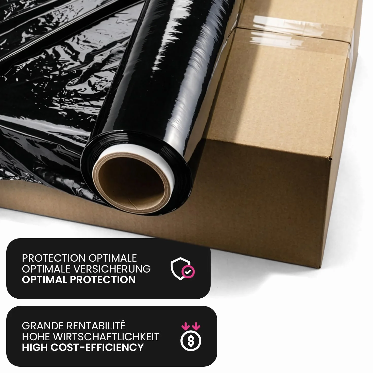 Netuno rollo film estirable negro 1,5 kg 50 cm 23 µm polietileno retráctil