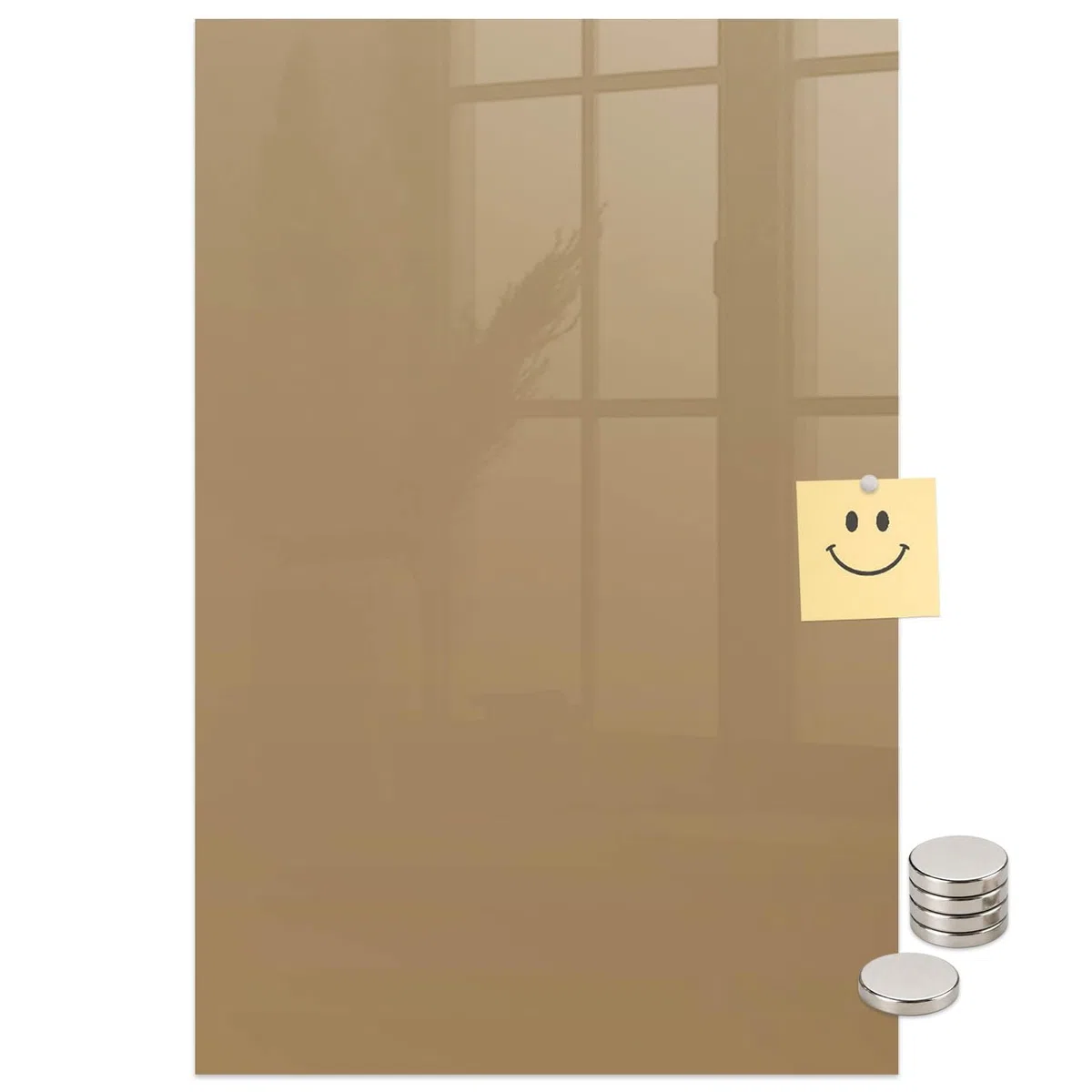 Pizarra Magnética de Vidrio Templado 40x60 color beige oscuro | Tablero Imantado | Cristal Templado | Mural de Pared | Placa de Acero | Cartelera Informativa | Organizador de Tareas