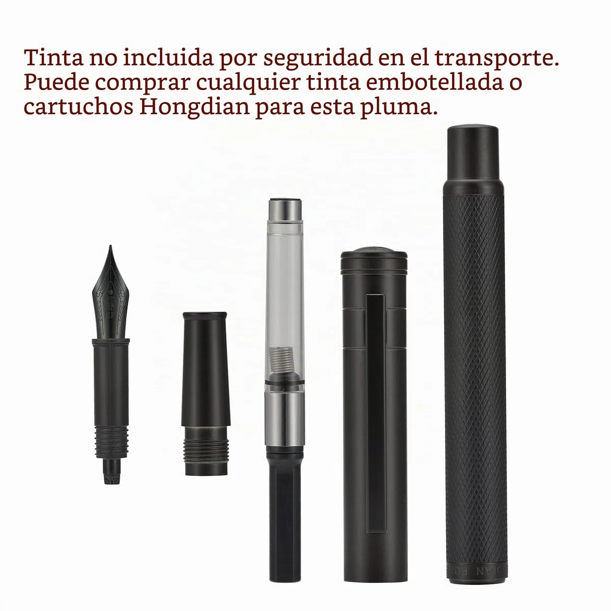 Juego de Pluma Estilográfica Selva Negra Mate con Punta Extrafina Diseño Clásico con Convertidor y Caja de Metal de Hongdian