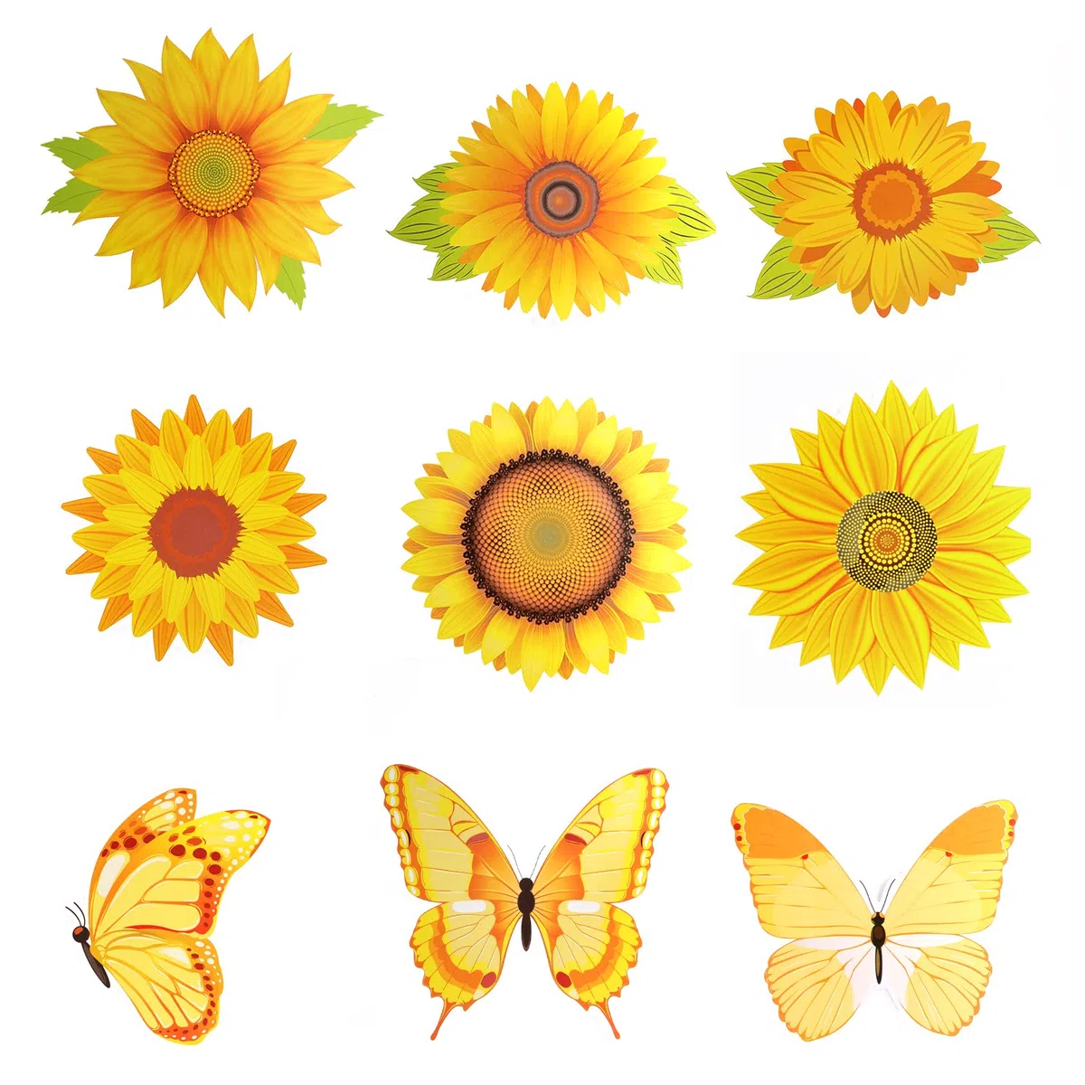 AIEX 45 Piezas Recortes de Tablero de Anuncios, Recortes de Girasol de Primavera Recortes de Mariposa Amarilla de Papel para Fiesta de Cumpleaños en el Aula