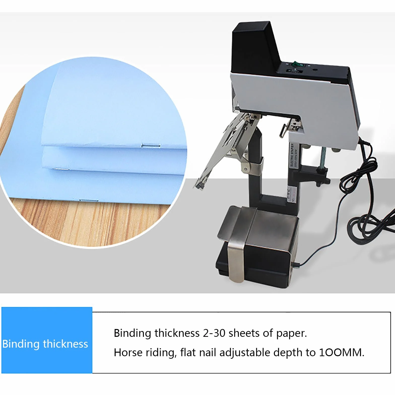 Grapadora Eléctrica, 106 Máquina Automática De Encuadernación De Sillín, Grosor Ajustable De 100 Mm, 1-9 Engranajes Ajustables, Grapadoras Manuales Eléctricas Automáticas De Escritorio, Para Oficina