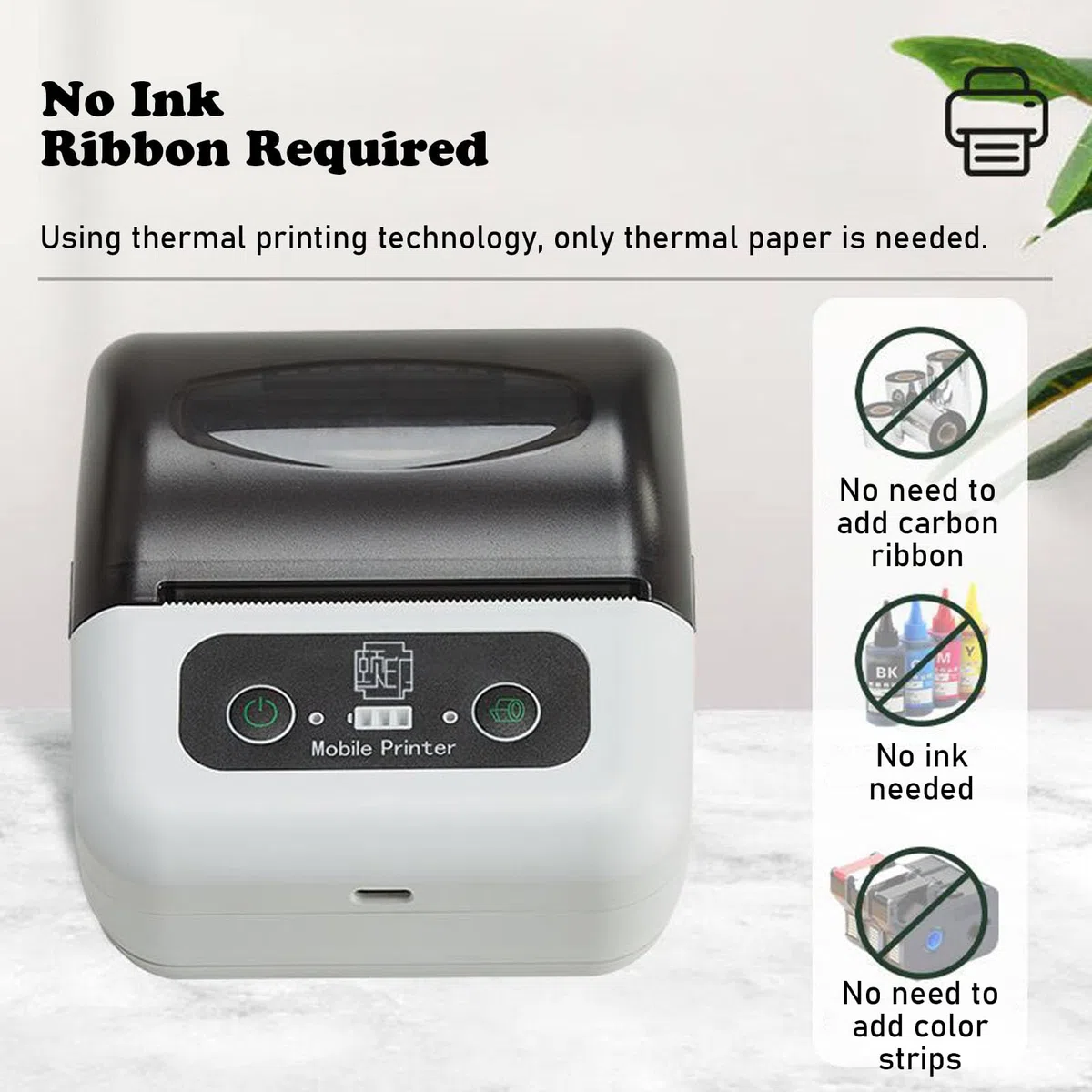 Impresora Térmica Portátil de Recibos, Bluetooth, USB Recargable