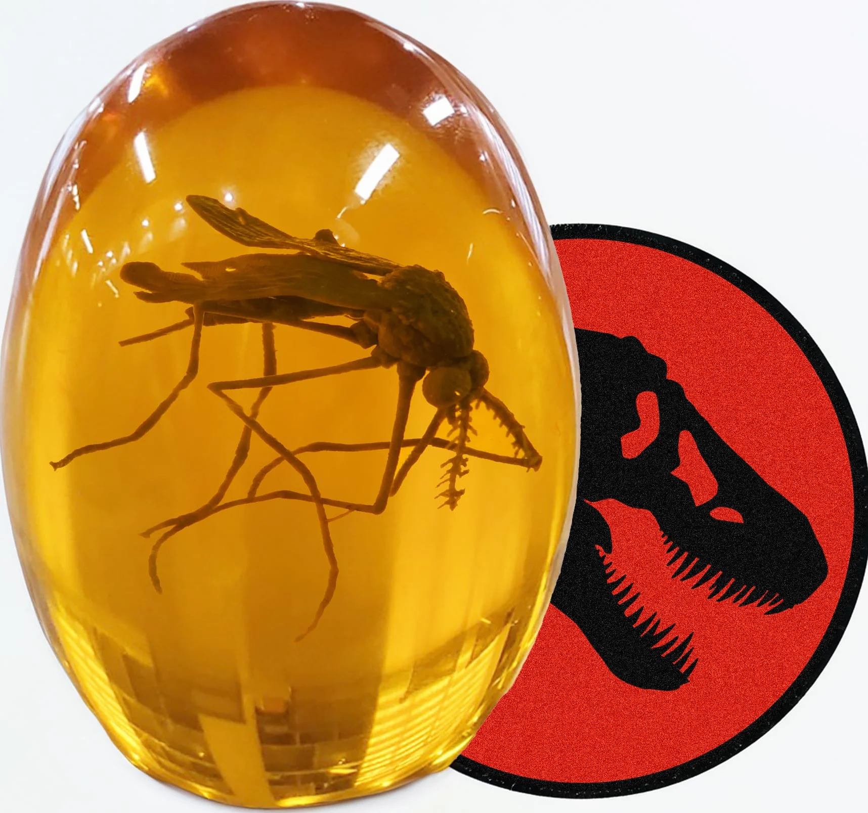 VEOJEIN Mosquito jurásico 3D – Mosquito en ámbar – Jurásico Realista Coleccionable – Pisapapeles de Resina de Fondo Plano – ADN de Dinosaurio