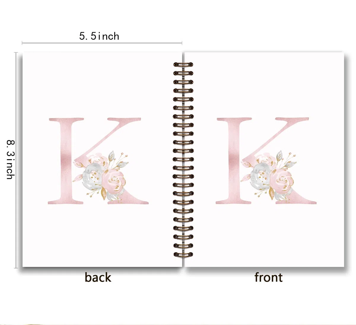 KDHTY Coquette - Cuaderno con espiral personalizado con inicial K, regalo de moda rosa para adolescentes, cuaderno monogramado para mujeres, adolescentes, niñas, cuaderno de espiral de tapa dura con