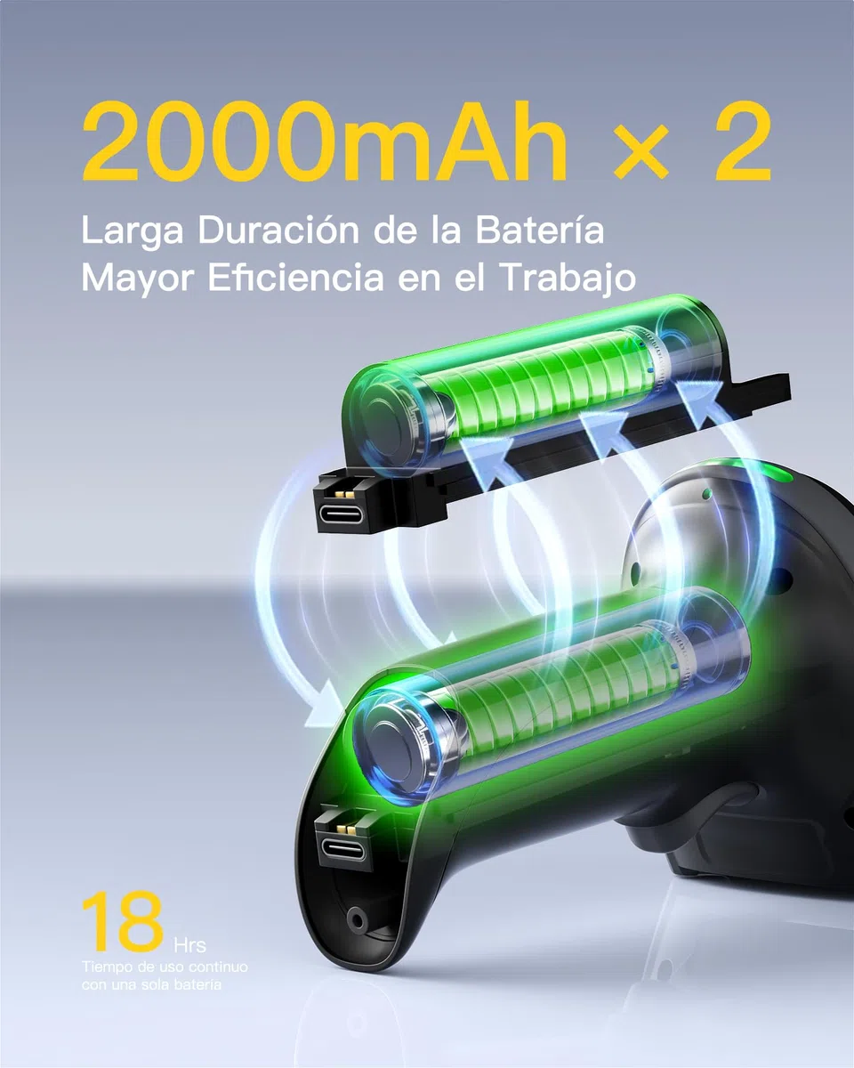 Inateck Lector de Códigos de Barras Inalámbrico 1D 2D QR PDF417, Alcachofa de Código de Barras con 2 Baterías Reemplazables de 2000 mAh, Compatible con Android e iOS, para Almacenamiento y Logística