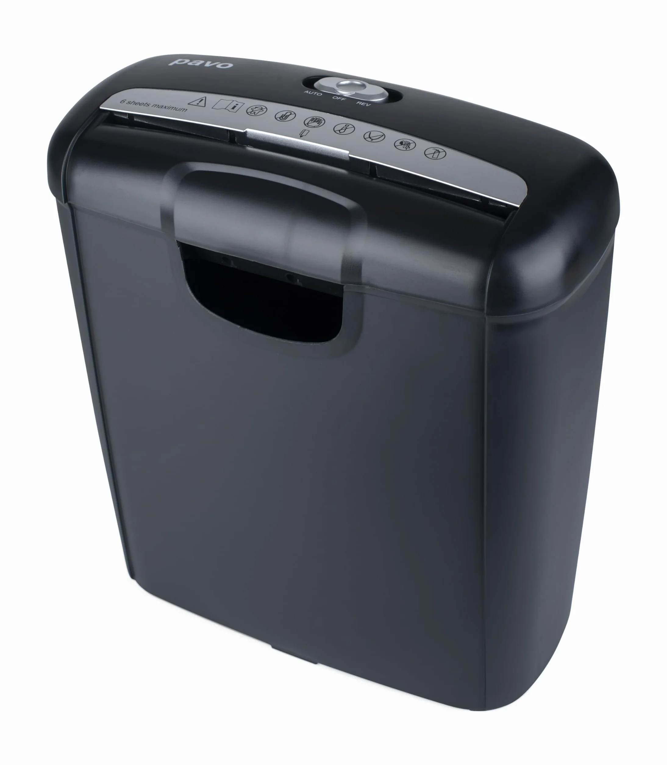 Pavo - Destructor de Documentos Premium hasta 6 Hojas, Corte en Bandas, Destructor de Tarjetas de crédito con Papelera, 10 L, Negro, 8029310