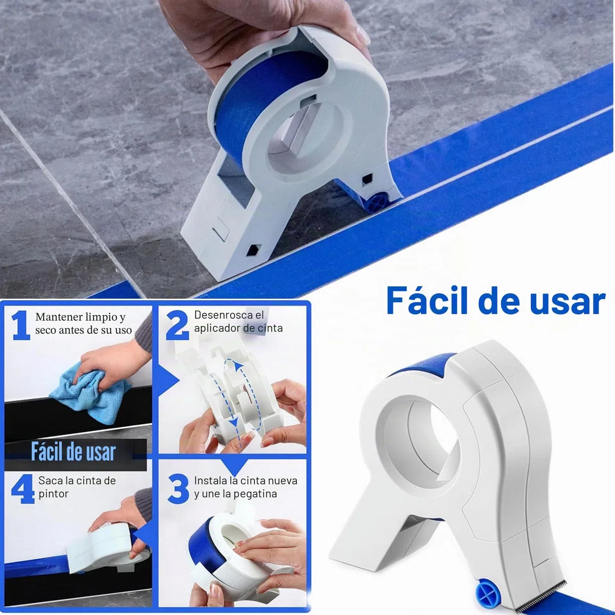 Masking Master - Aplicador de cinta de pintor, cinta adhesiva premontada, adecuado para molduras, suelos, ventanas y marcos de puertas