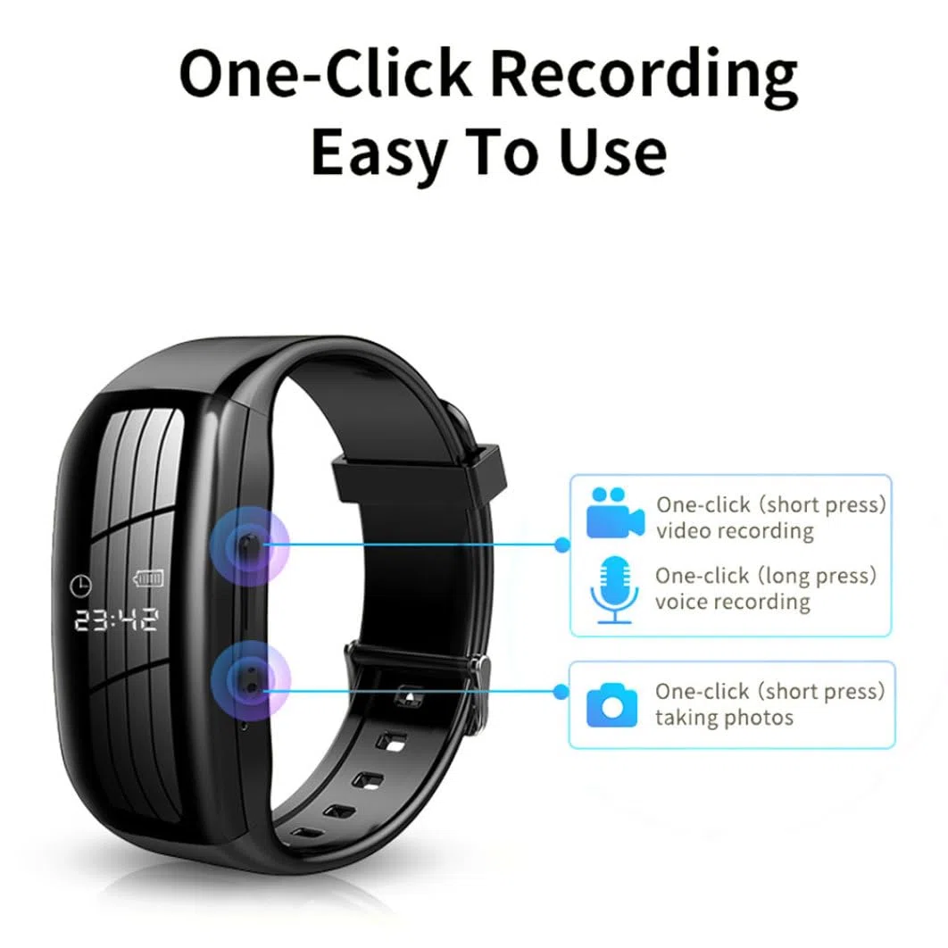 Grabadora de vídeo por Voz Digital, cámara de Audio 8G, Pulsera, Dispositivo de grabación con cancelación de Ruido