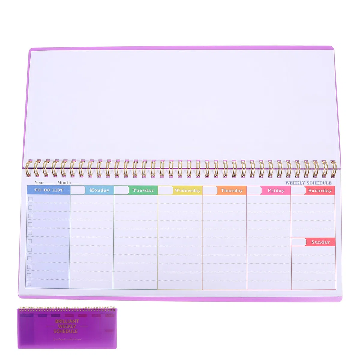 4 Piezas Planificador Semanal de Escritorio sin Fecha, Cuaderno de Notas con Pestañas Desprendibles, Diseño por Horas para Organización Diaria, Hojas Moradas para Tareas y