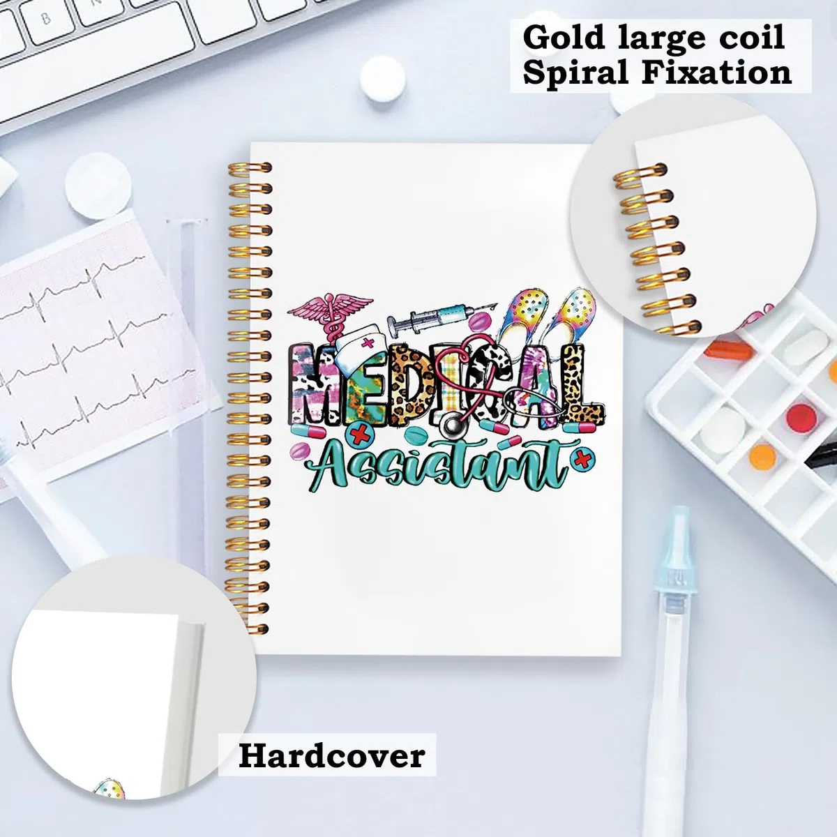 SNNDER Cuaderno de asistente médico, regalos de asistente médico para mujeres y mujeres, regalos de la semana de agradecimiento para mamá, cuaderno en espiral de tapa dura de 5.5 x 8.3 pulgadas