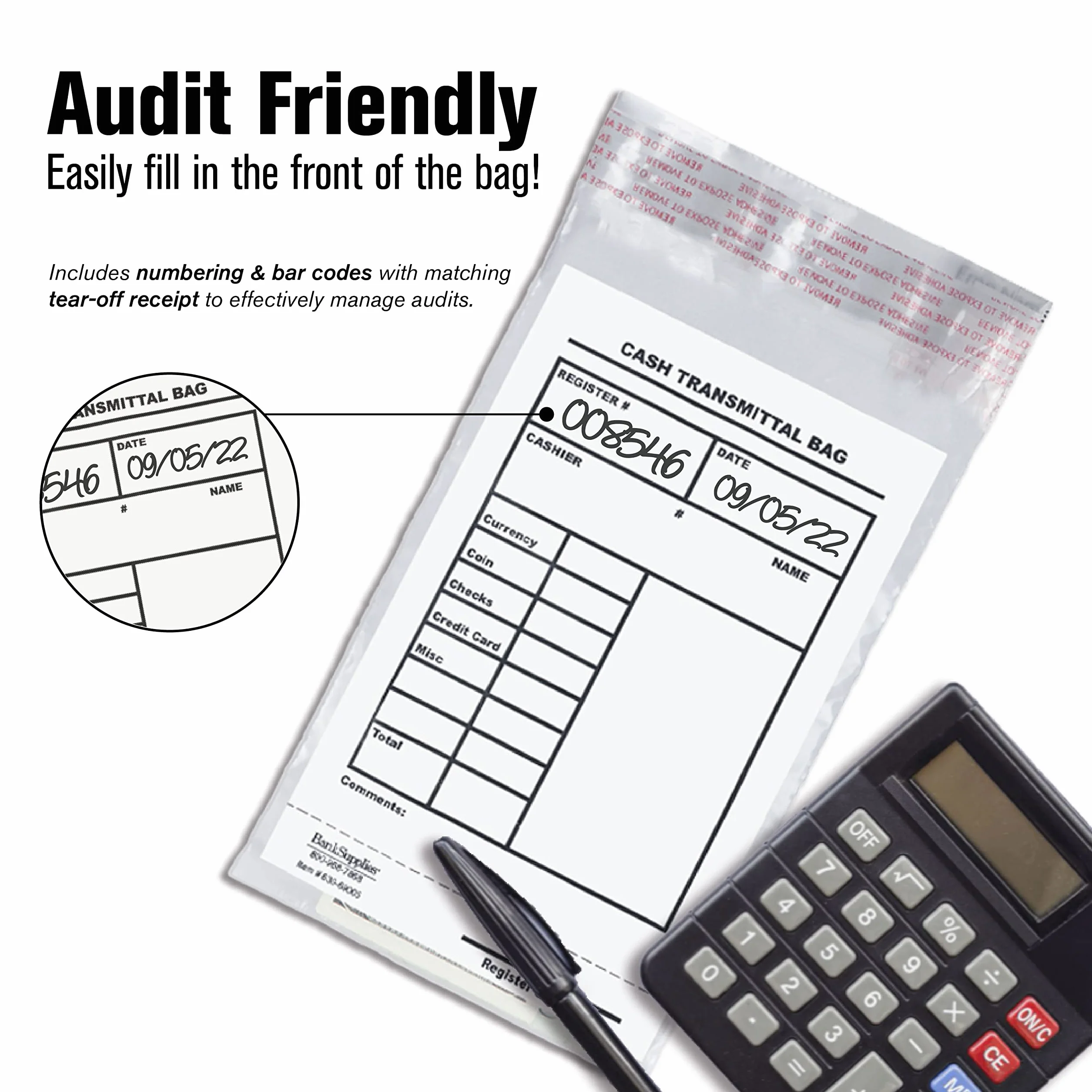 BankSupplies Cash Transmittal Bags | Tamper Evident | 6W x 9H | Case of 100 | Clear Polyurethane Film & Side Weld Seams | Audit Friendly | For Currency, Coin, Checks & Receipts