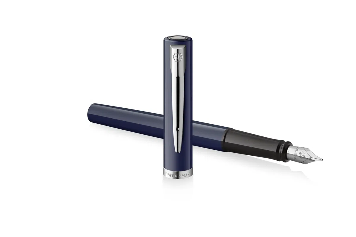 Waterman Impression Pluma estilográfica con grabado – Pluma estilográfica premium personalizada – Elegante bolígrafo de escritura regalo para hombres y mujeres – Tinta azul (Blue CT)
