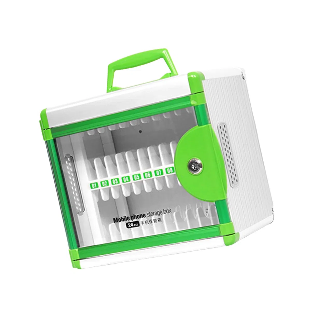 Caja de seguridad de aluminio con 24 bolsillos para teléfono con llaves para la gestión de dispositivos en áreas compartidas, estructura de almacenamiento de dispositivos para estudiantes